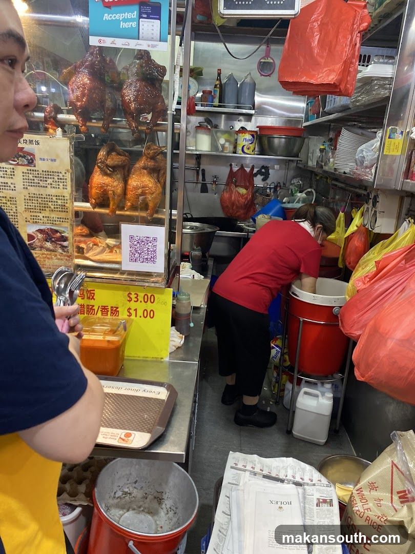 Food Stall Interior with Roasted Chicken Display