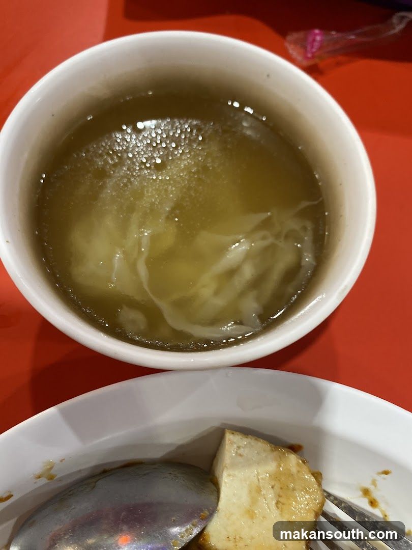 Bowl of soup with tofu