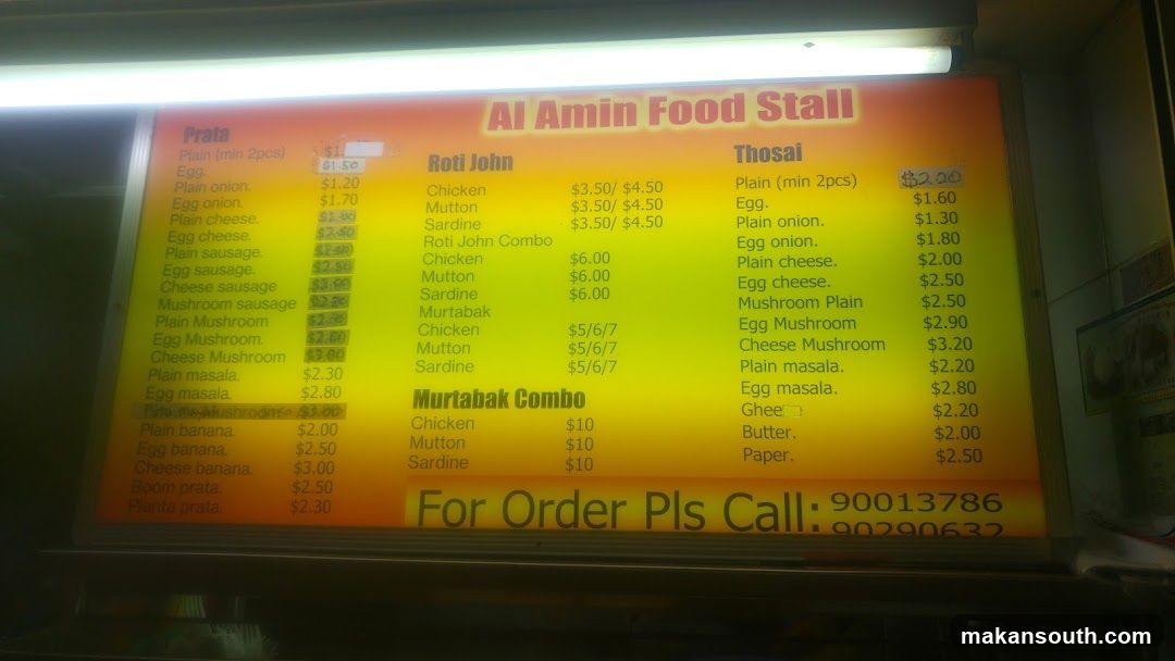 Al Amin Food Stall Menu Board