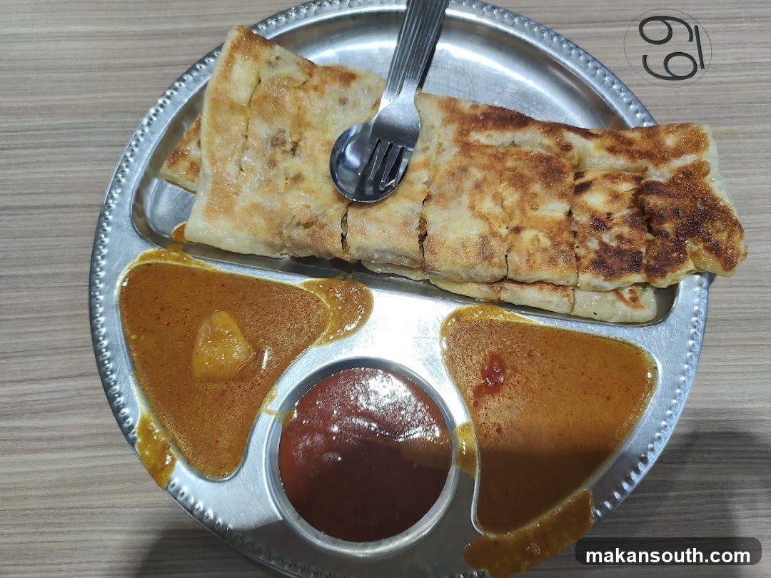 Roti Prata with Curry and Ketchup