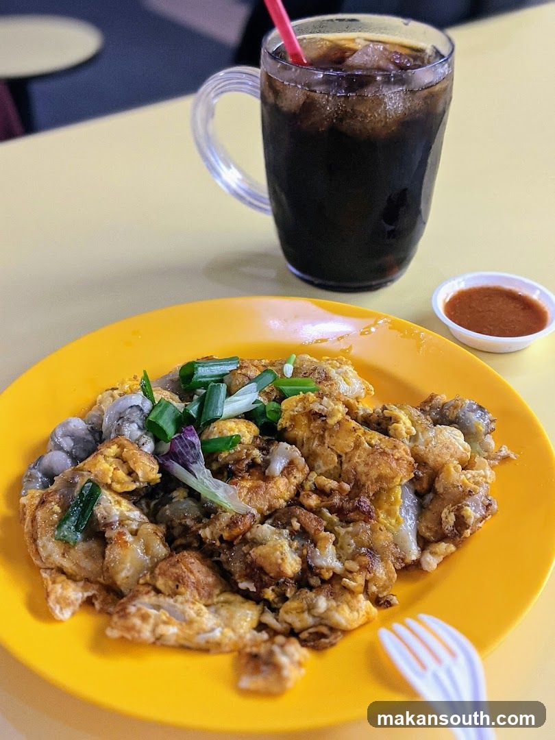 Egg Fried Oyster with Green Onion and Iced Coffee