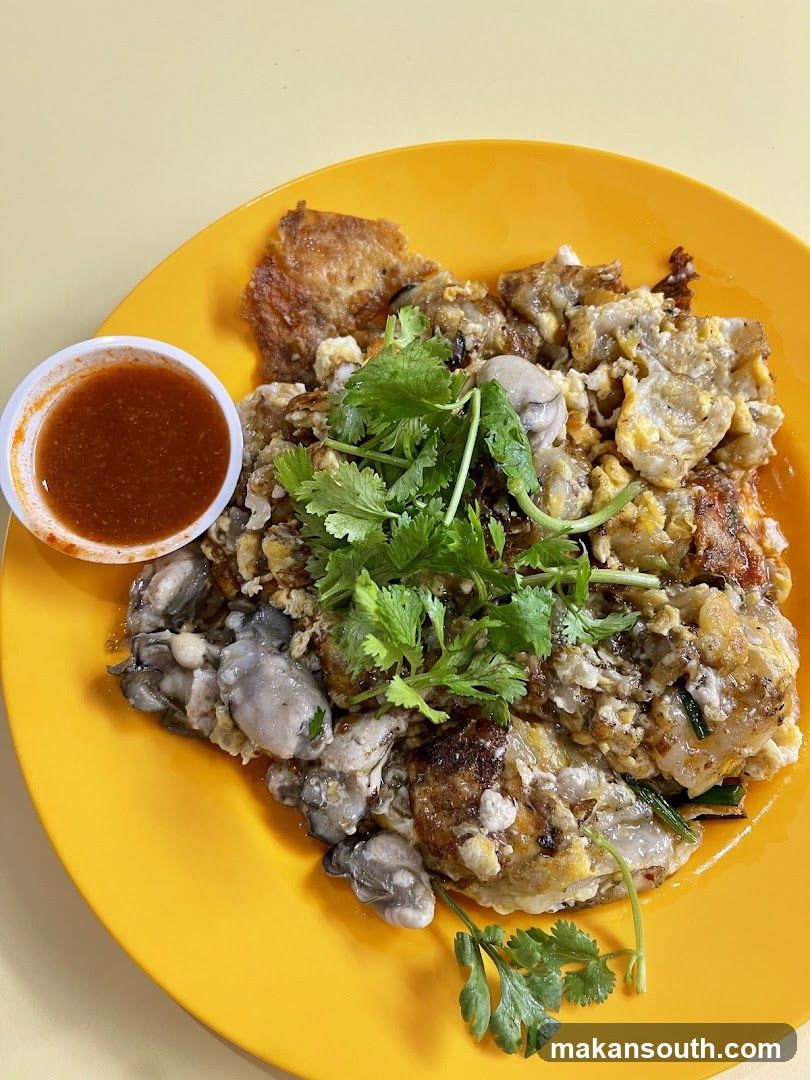 Oyster Omelette with Cilantro and Sauce