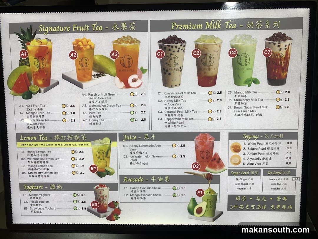 Signature Fruit Tea & Premium Milk Tea Menu