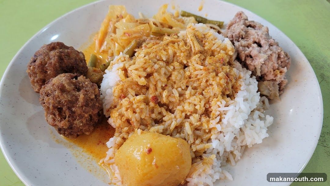 Curry Rice Plate with Meatballs and Minced Pork