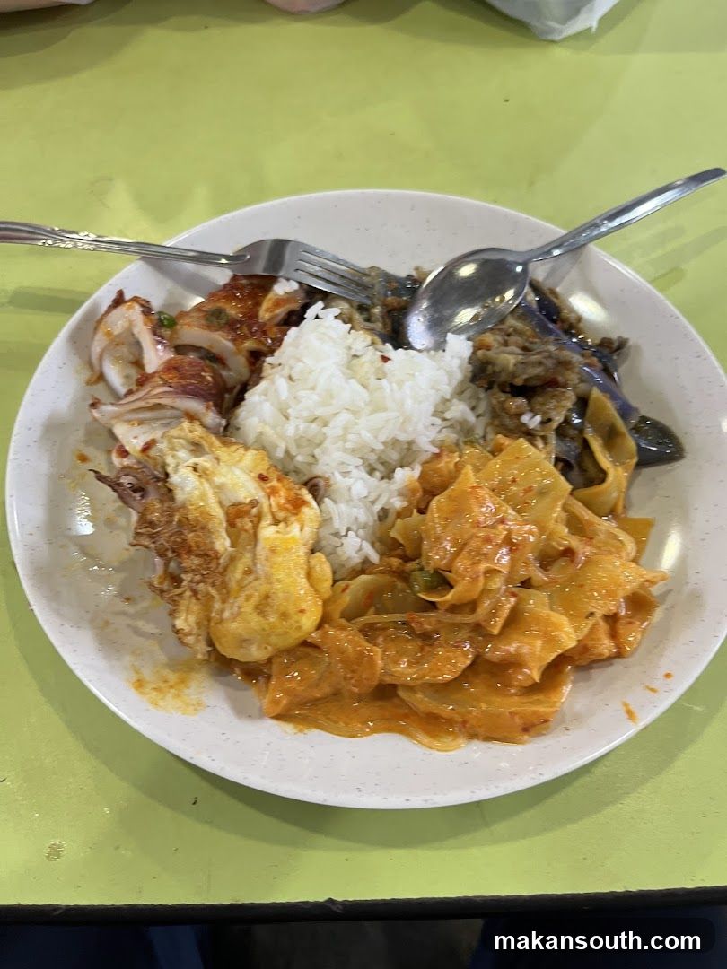 Plate of Curry Rice with Squid and Egg