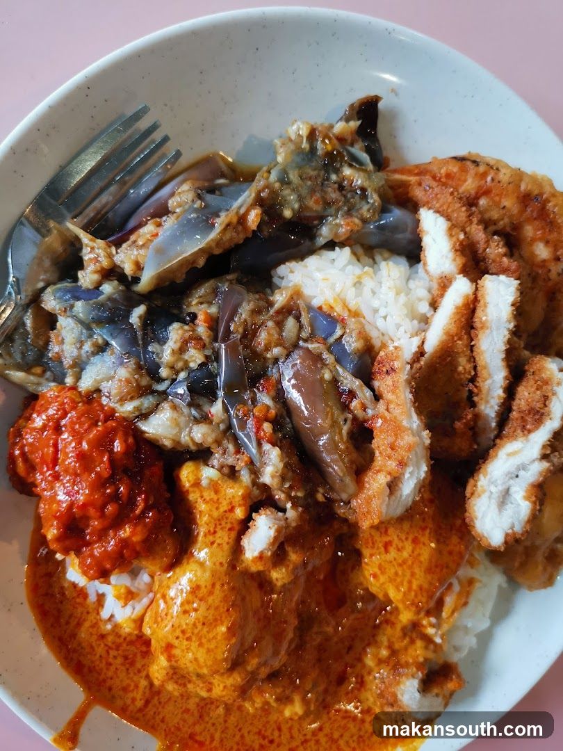 Curry Rice Bowl with Fried Chicken and Eggplant
