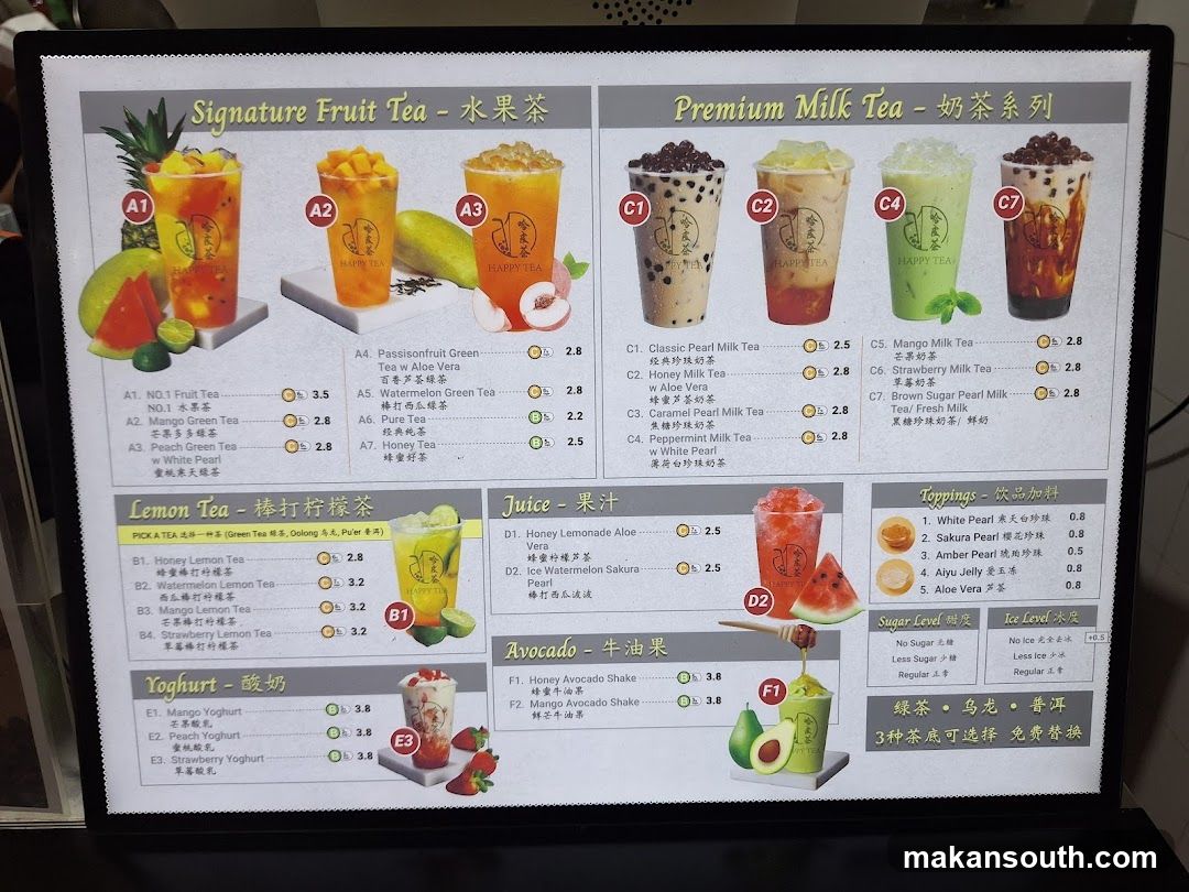 Signature Fruit Tea & Premium Milk Tea Menu