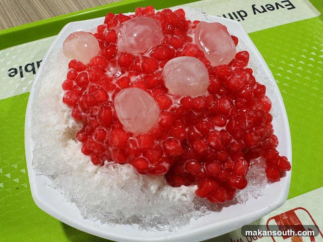 Red Pomegranate Dessert with Ice Shavings