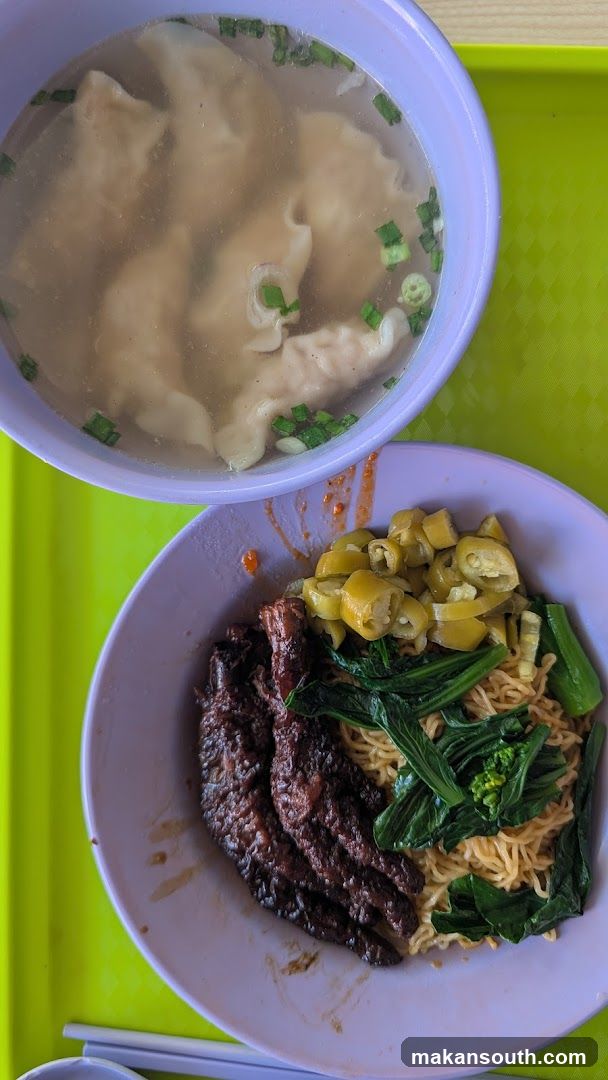 Food Tray with Wontons and Noodles