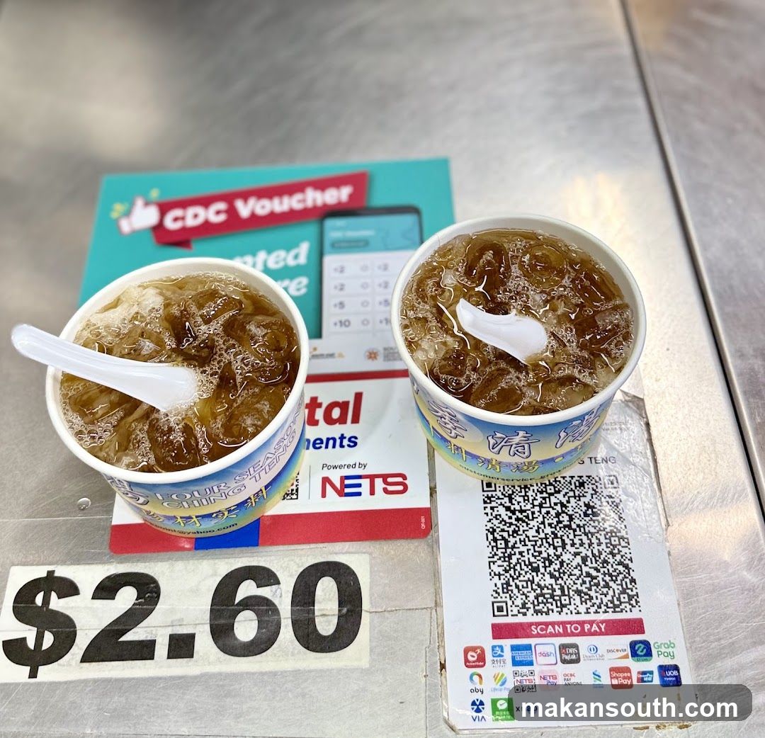 Two cups of dessert with payment options