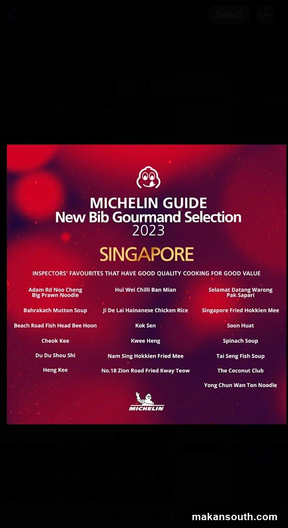 Michelin Guide New Bib Gourmand Selection 2023 Singapore
