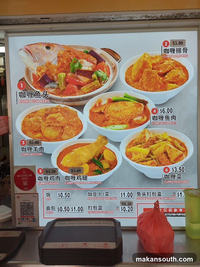 Curry Fish Head & Curry Dishes Menu Board