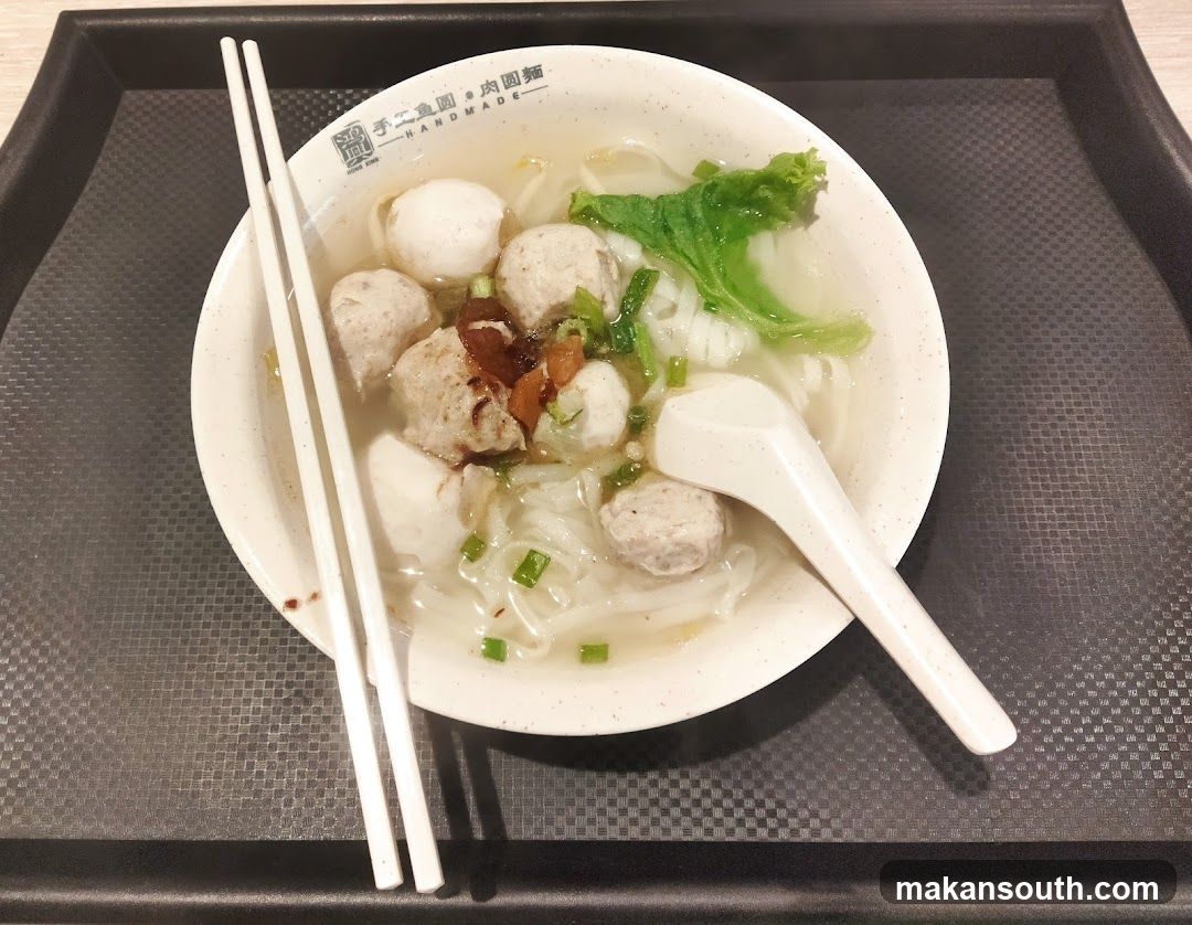 Bowl of Noodle Soup with Meatballs