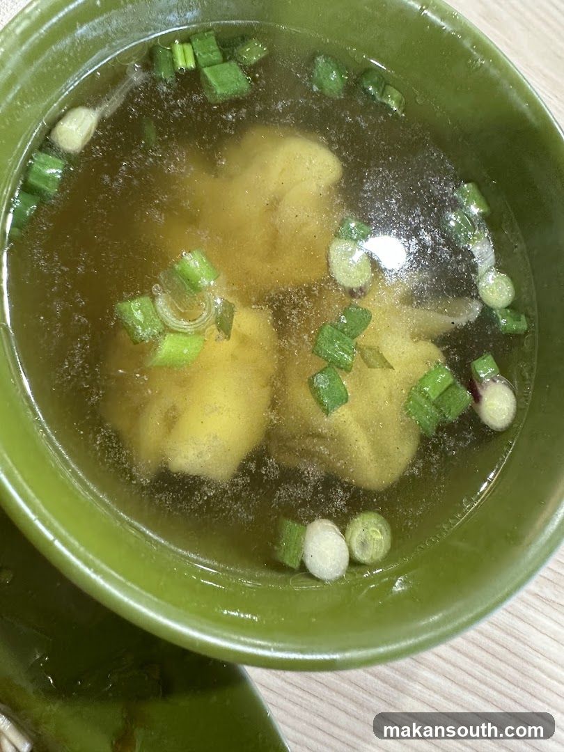 Wonton Soup in Green Bowl
