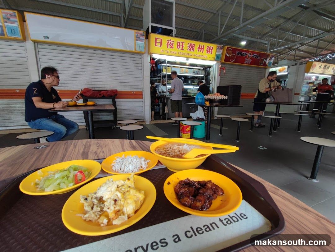 Food Court Scene with Tray of Meals