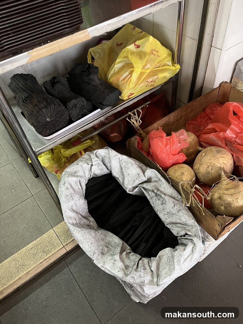 Store Interior with Charcoal and Produce