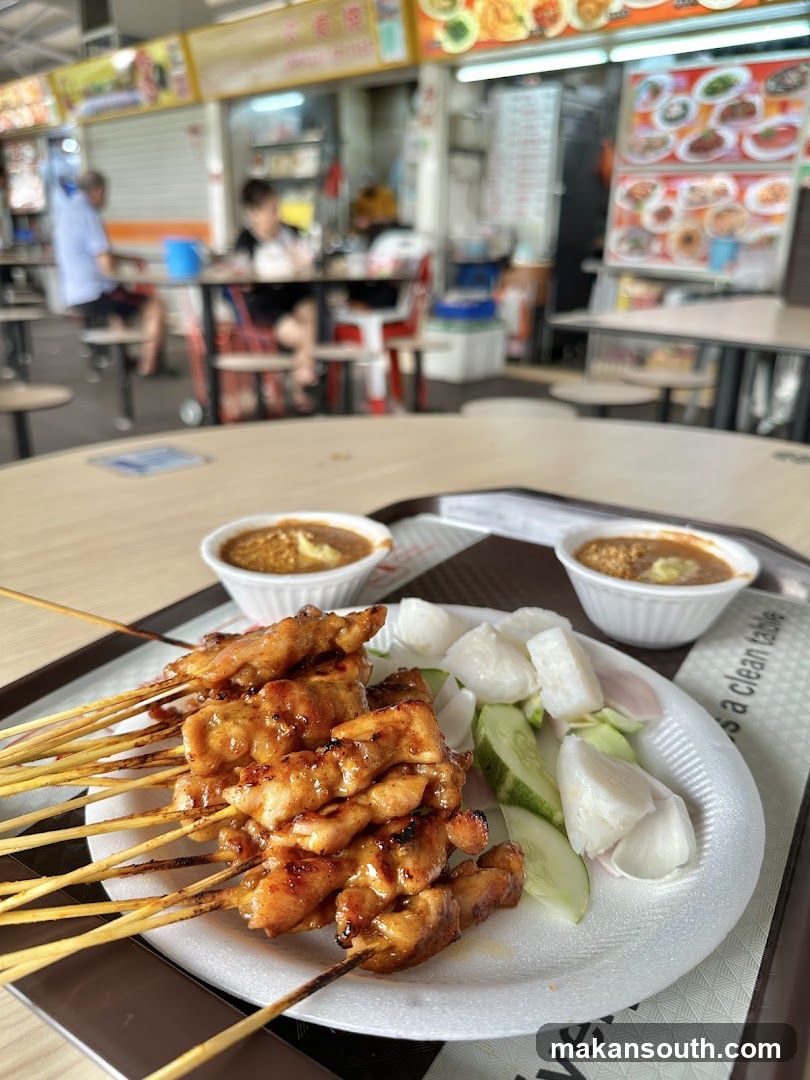 Food Tray with Satay Skewers and Sauces