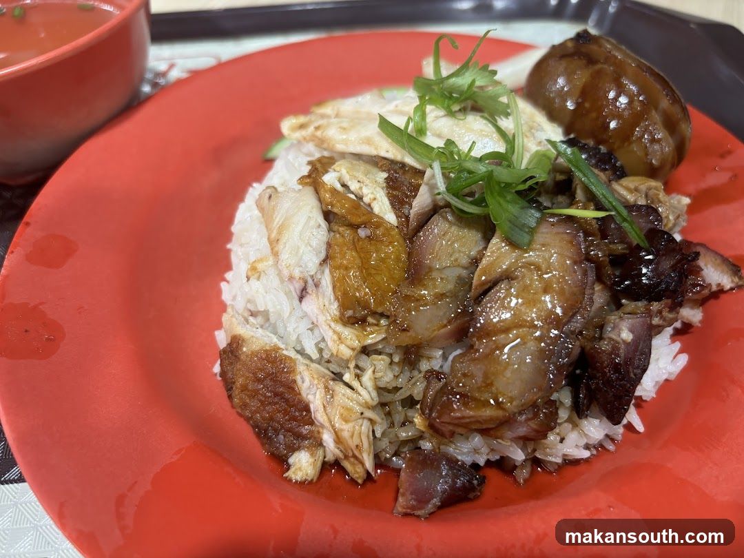 Rice with assorted meats and greens