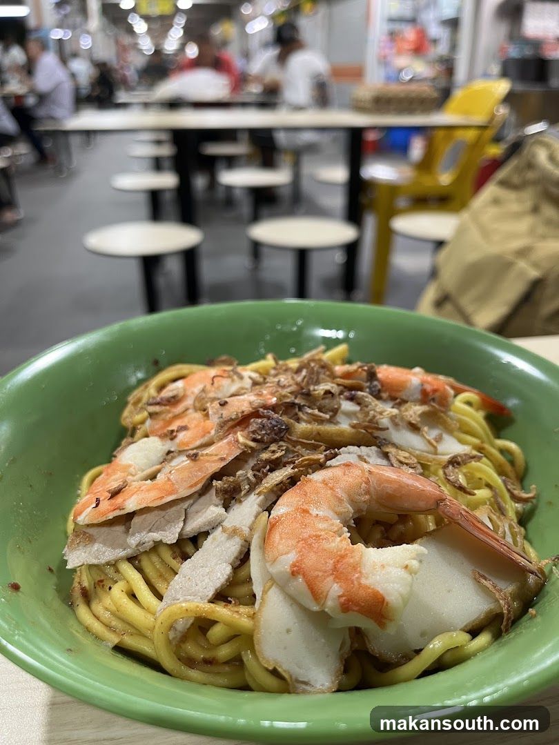 Shrimp Noodles with Fried Onions