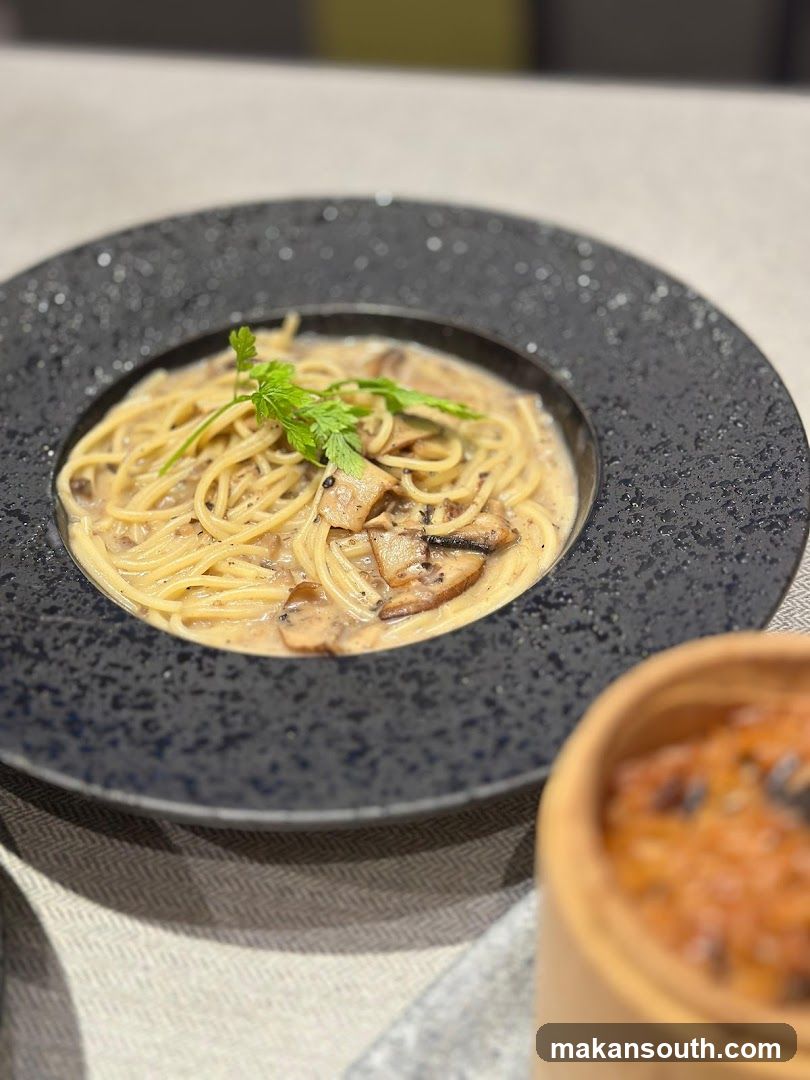 Creamy Mushroom Pasta with Parsley Garnish