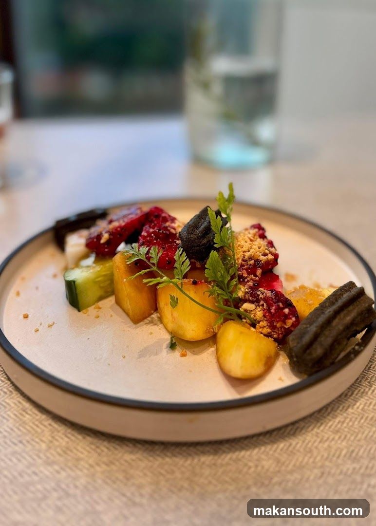 Plated Dish with Berries and Cucumber