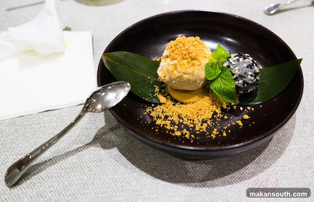 Dessert with Crumble Topping and Mint Garnish