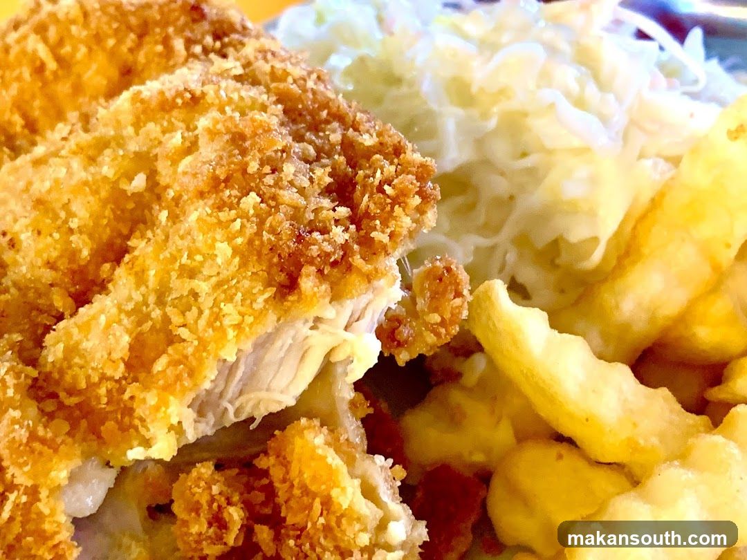 Breaded Meat with Fries and Slaw