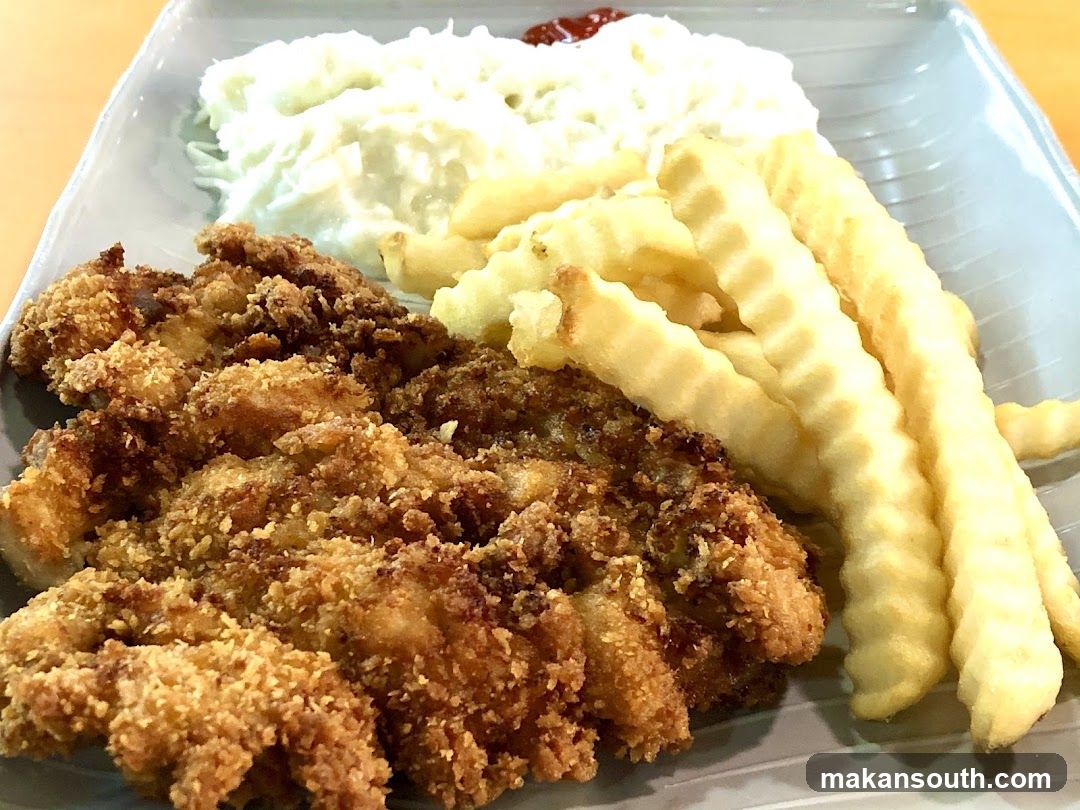 Fried Chicken and Fries with Coleslaw
