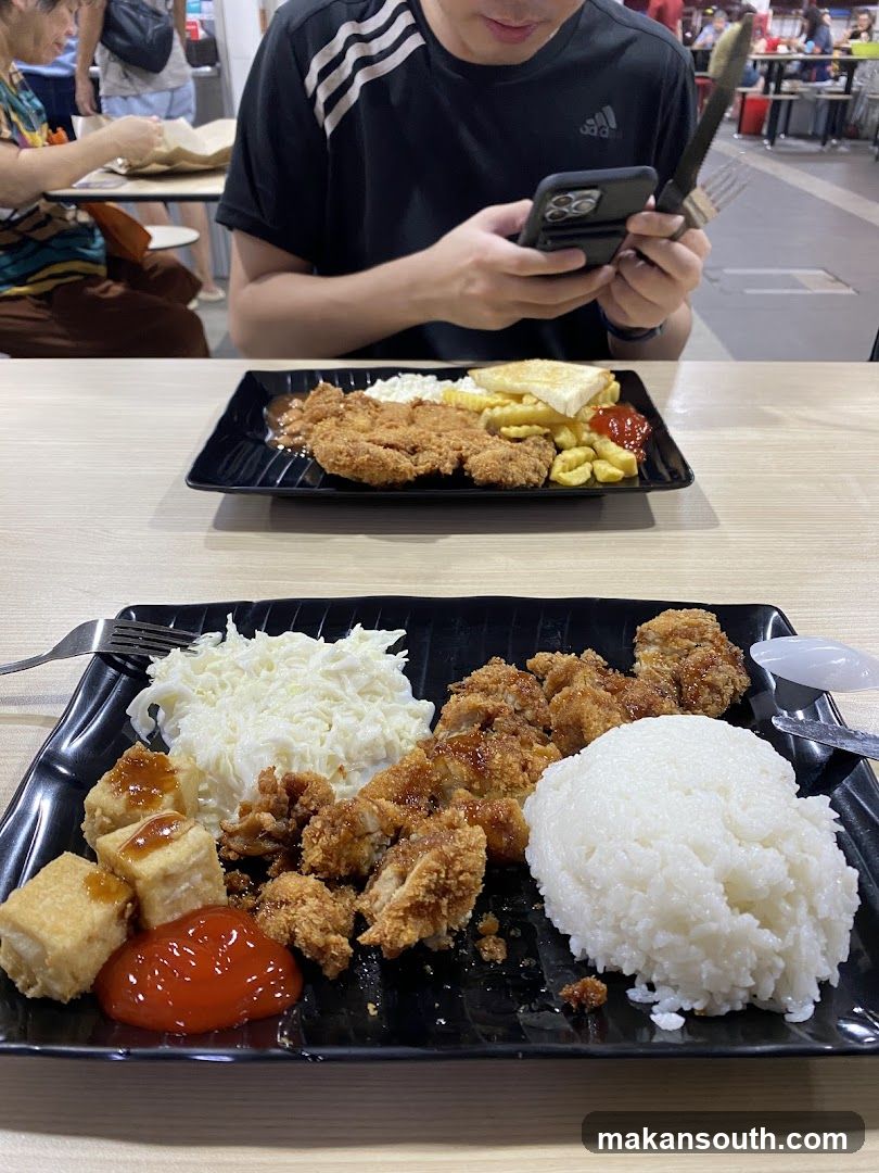 Food Tray with Fried Chicken and Rice