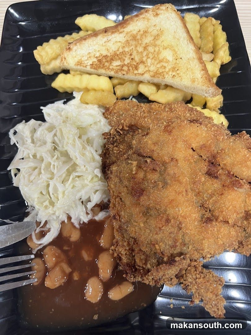 Fried Chicken Meal with Fries and Beans