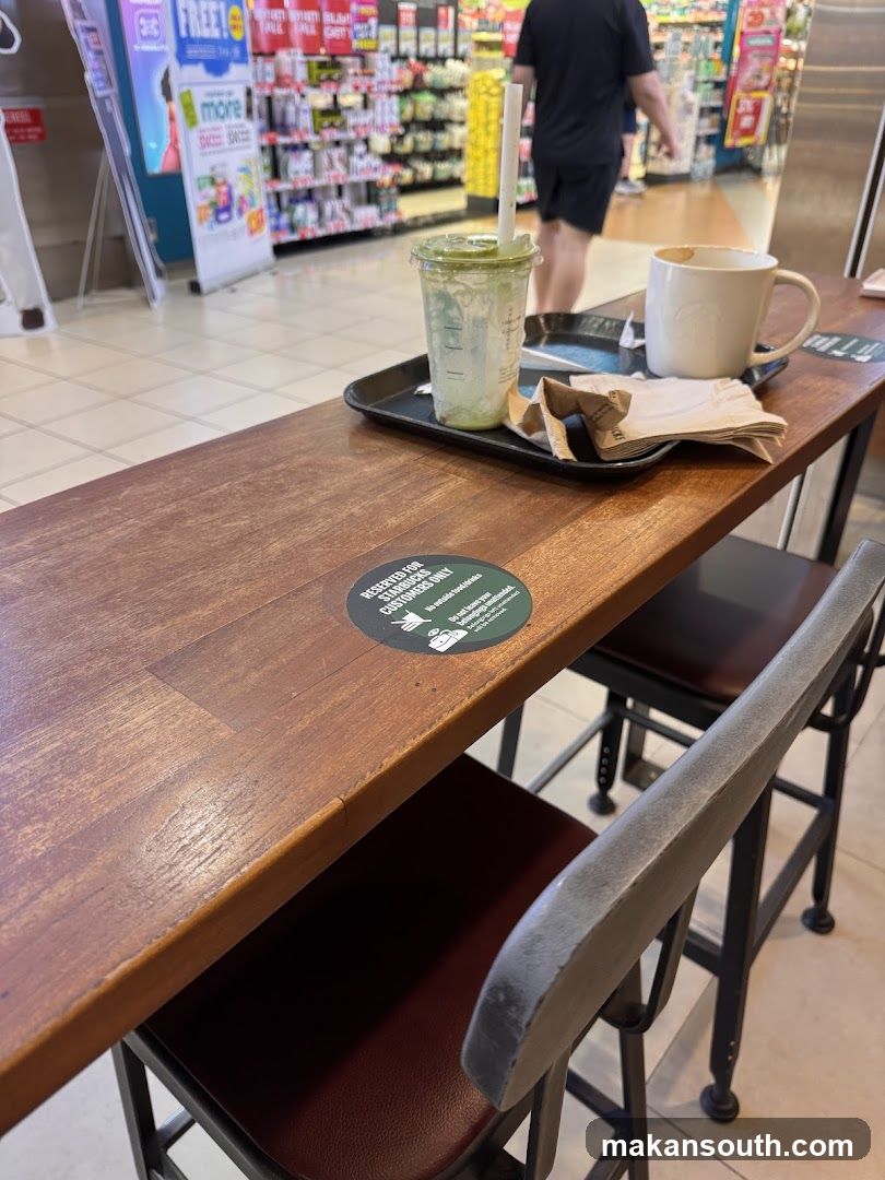 Coffee Shop Interior with Trays and Drinks