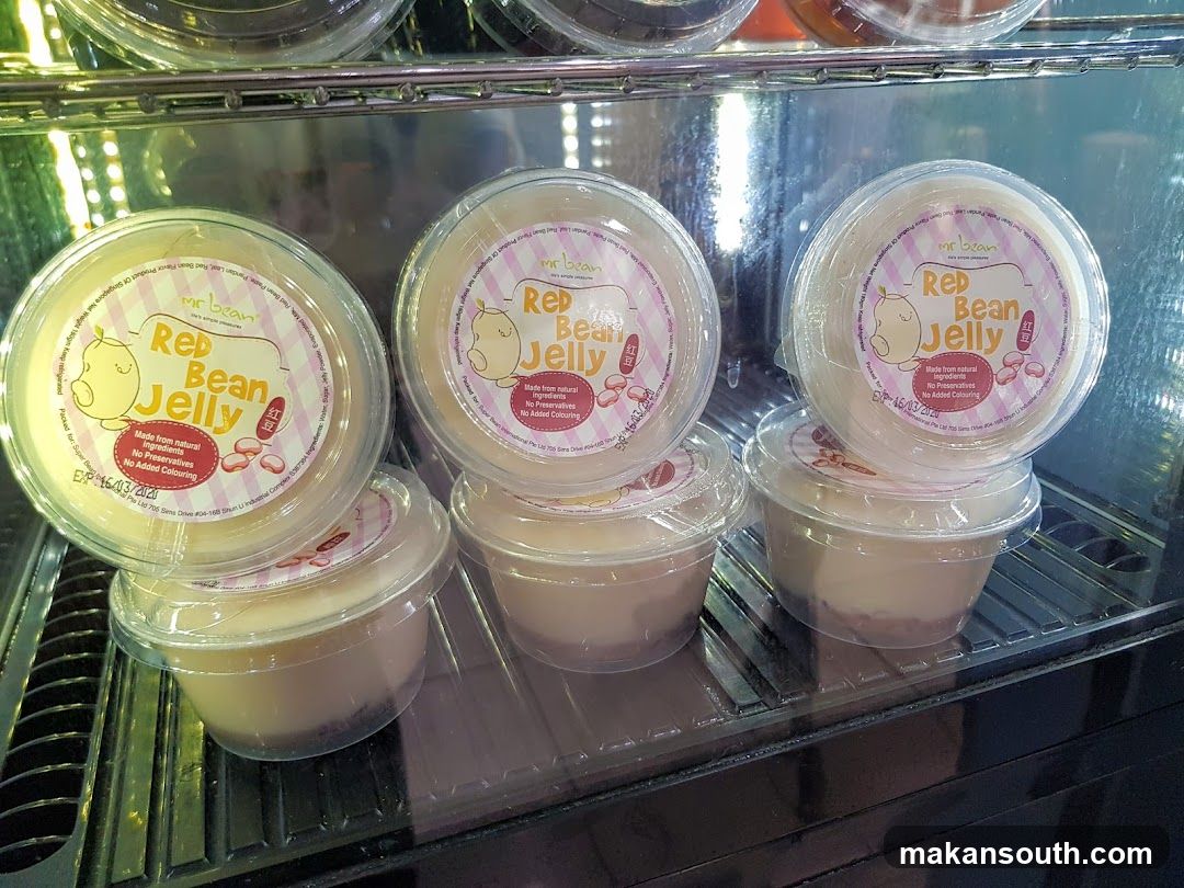 Red Bean Jelly Cups in Refrigerator Display