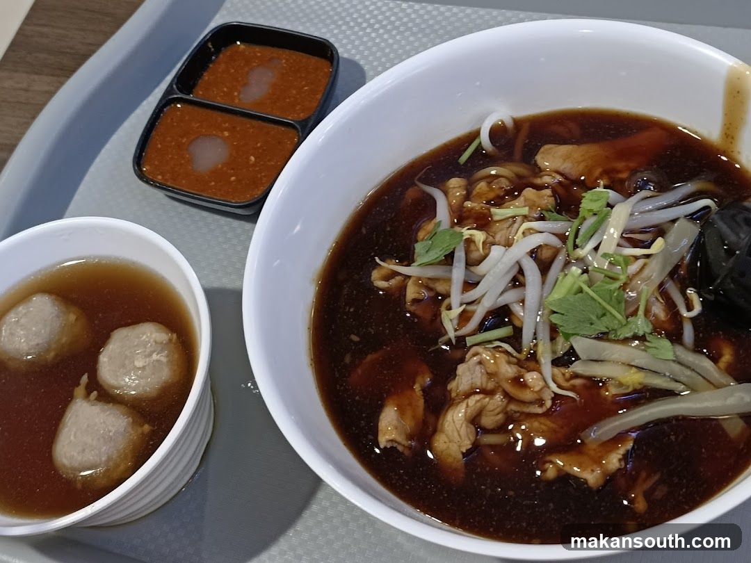 Noodle Bowl with Soup and Sauces
