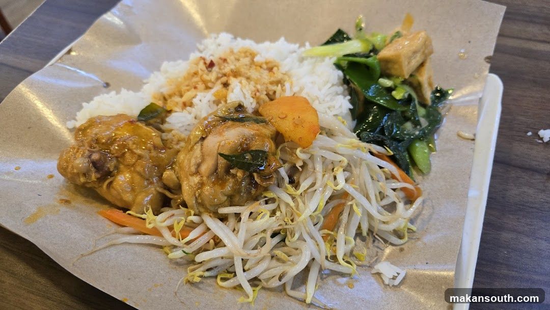 Chicken Rice Plate with Vegetables and Bean Sprouts