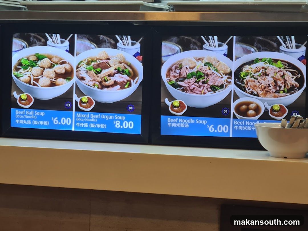 Beef Noodle Soup Menu Display