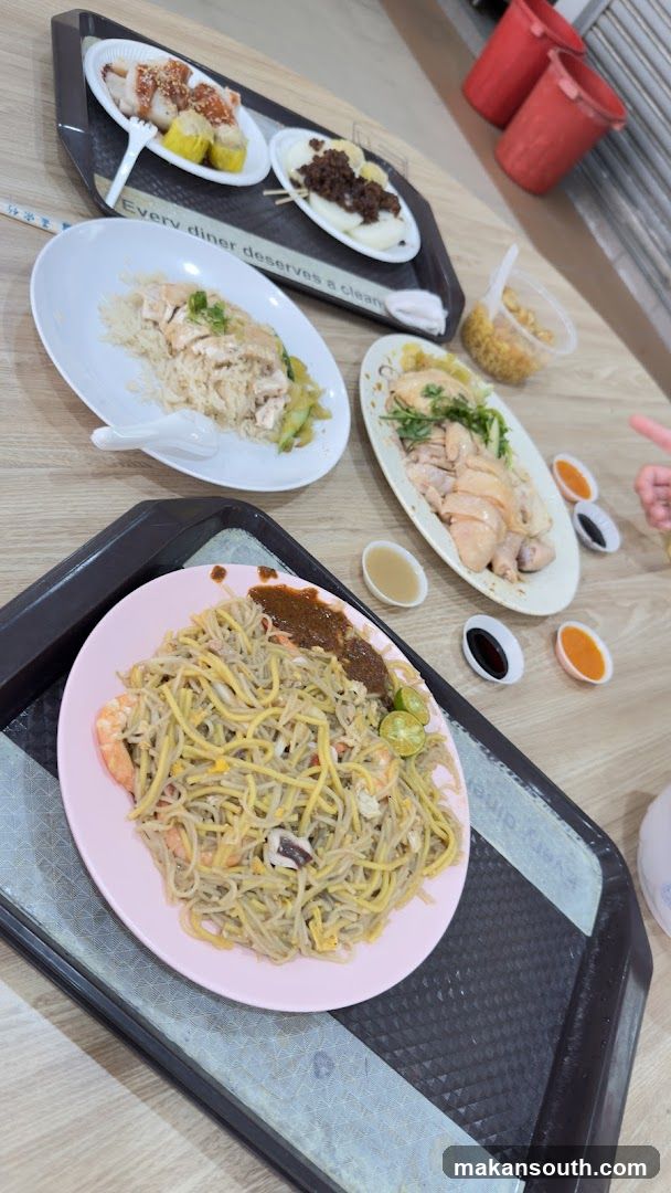 Food spread at dining table