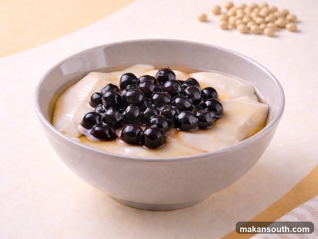 Bowl of Tofu with Black Sesame Balls