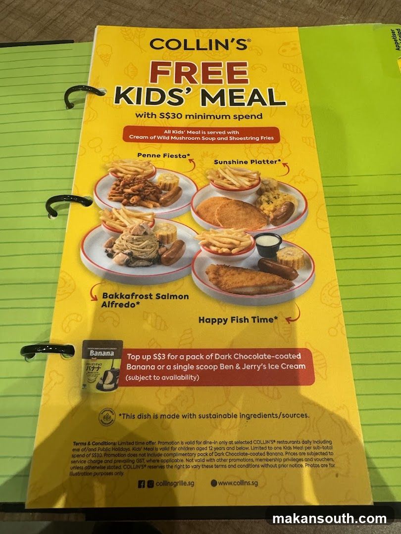 Collins' Free Kids' Meal Promotion Flyer
