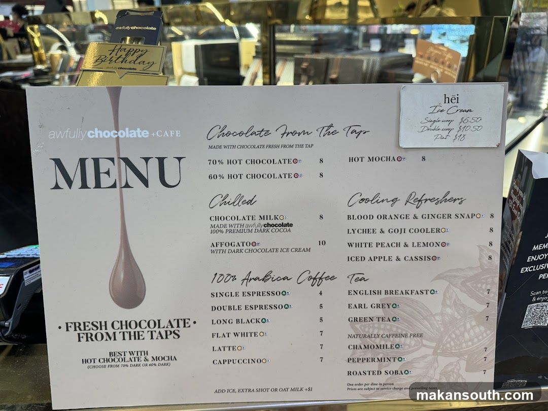 Awfully Chocolate Cafe Menu