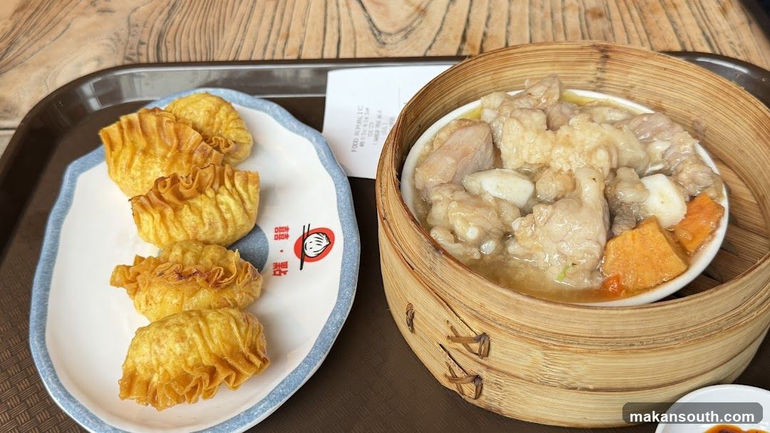 Dim Sum Plate with Steamed Meat and Fried Dumplings
