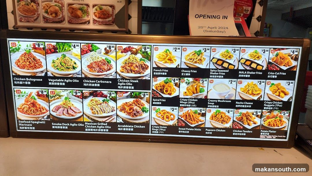 Chicken & Pasta Menu Board