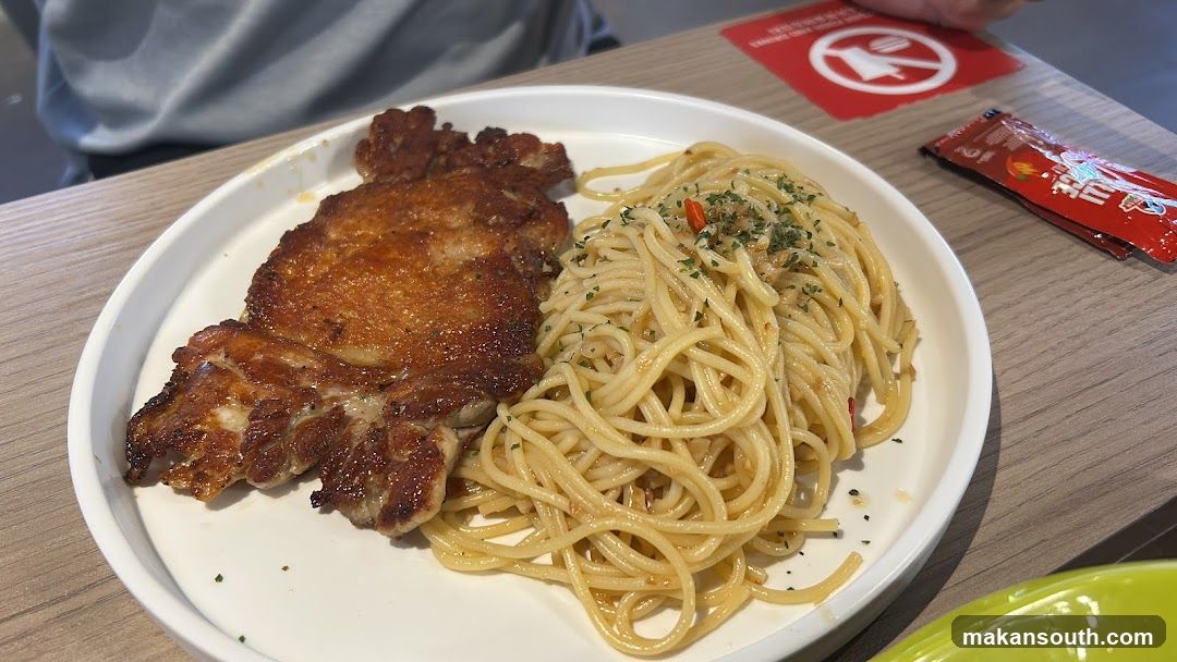 Spaghetti and Fried Meat Plate
