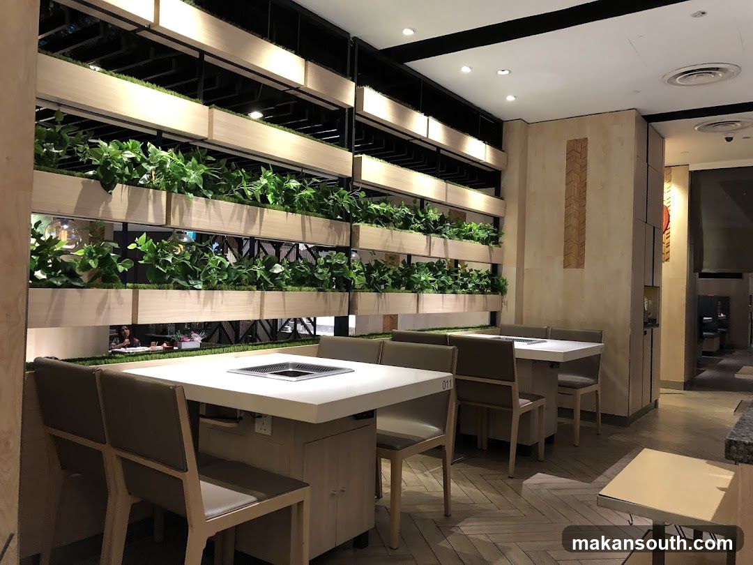Restaurant Interior with Greenery Wall