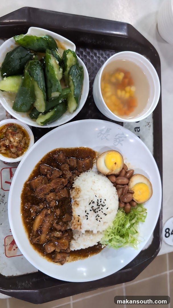 Food Tray with Rice Bowl and Side Dishes