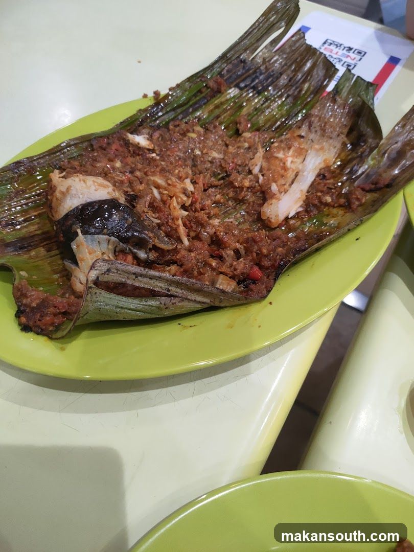 Grilled Fish with Sambal on Banana Leaf