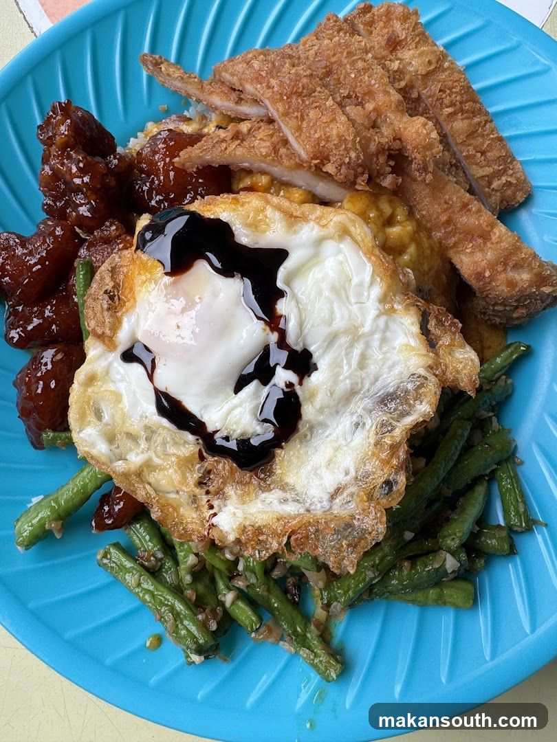 Fried Rice with Fried Egg and Green Beans