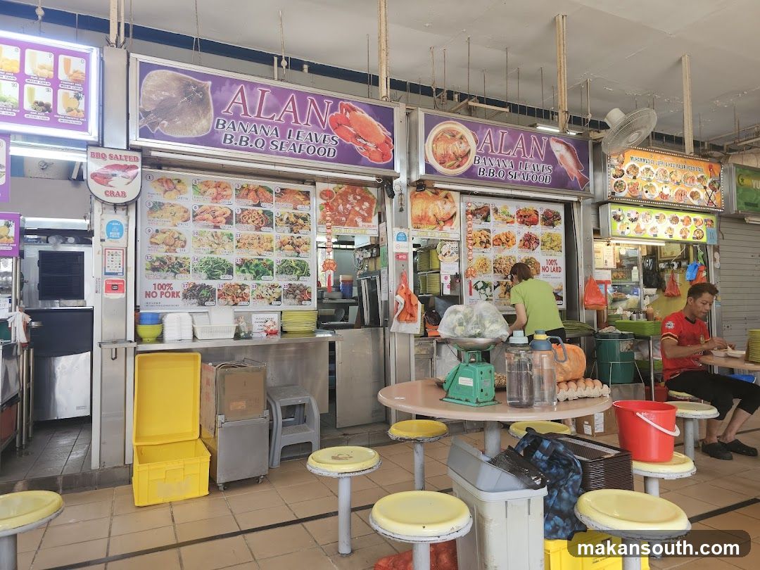 Food Stall Interior with Staff and Equipment