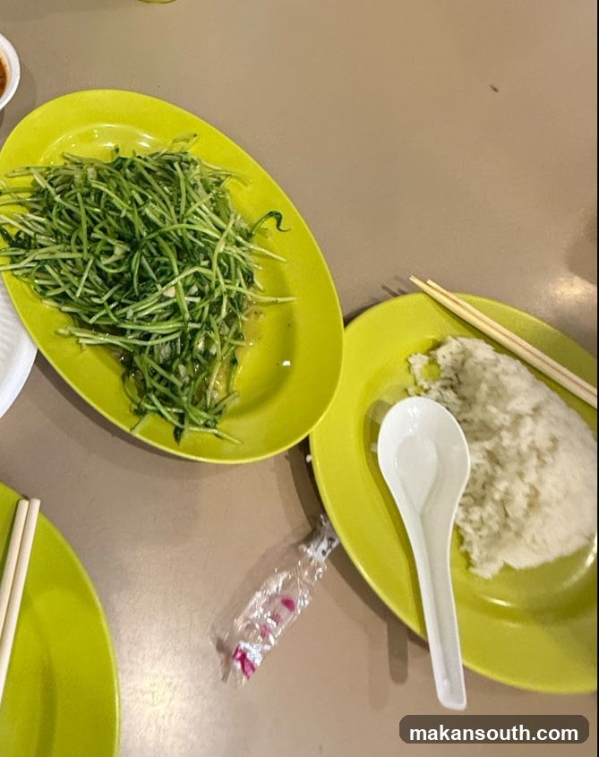 Meal Setting with Green Plate and Rice