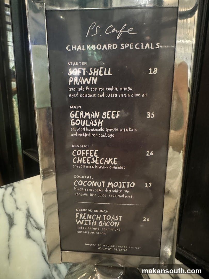 PS Cafe Chalkboard Specials