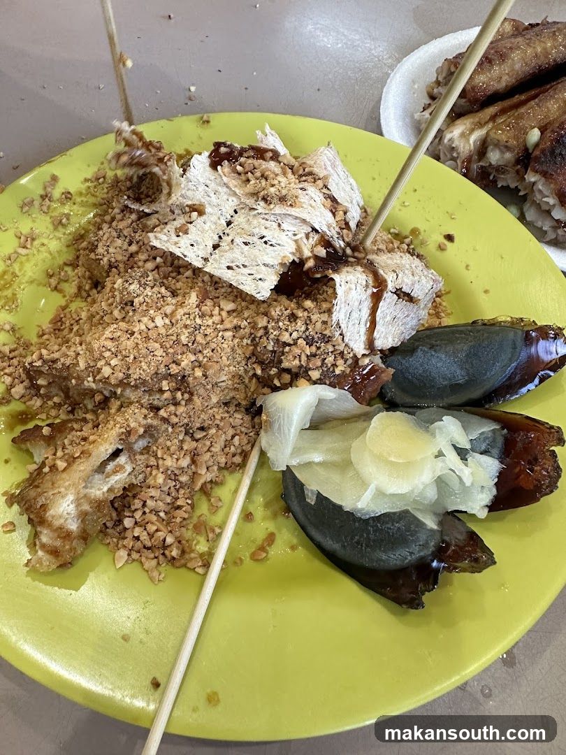 Plate of Fried Chicken and Preserved Eggs